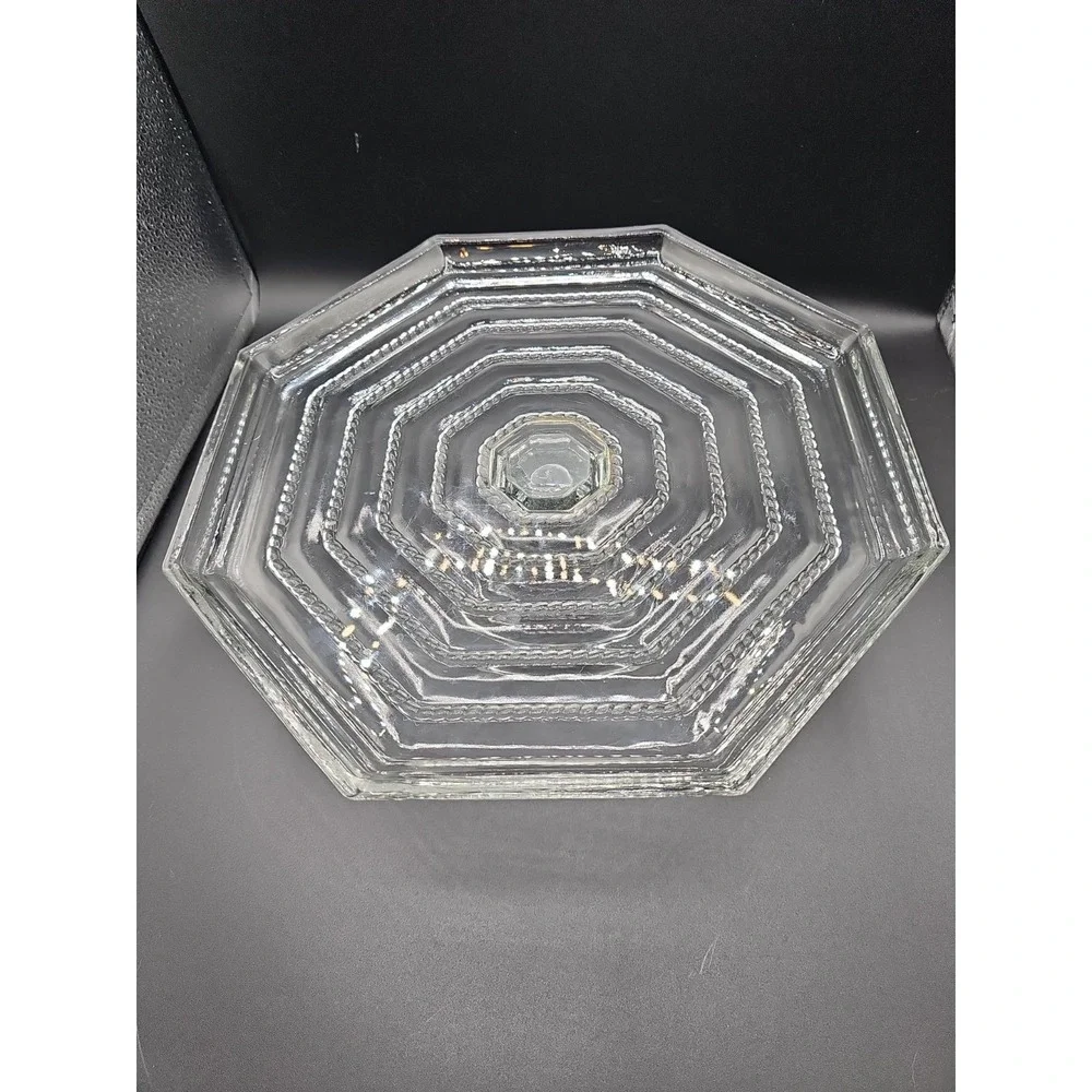 Vintage Cambridge Tuscany Cake Plate with Dome In Octagon Shape Made In Italy